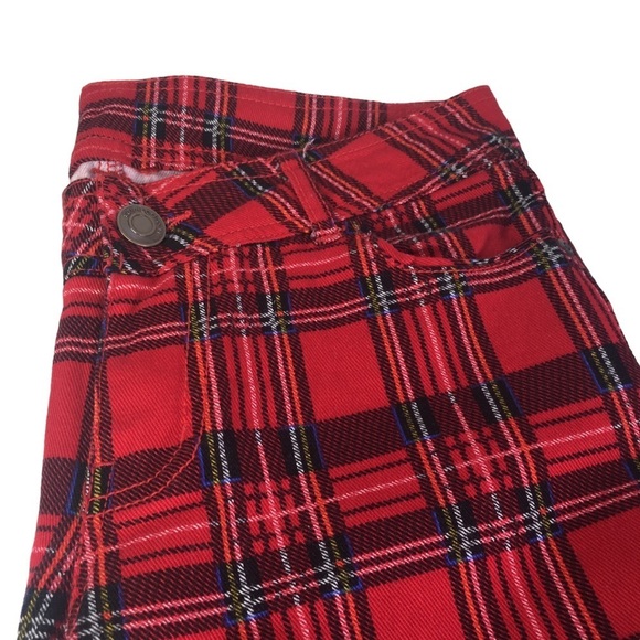 Vintage Connection 18 Tartan Red Plaid Skinny Pants 28 Waist Dark Academia - Picture 9 of 9
